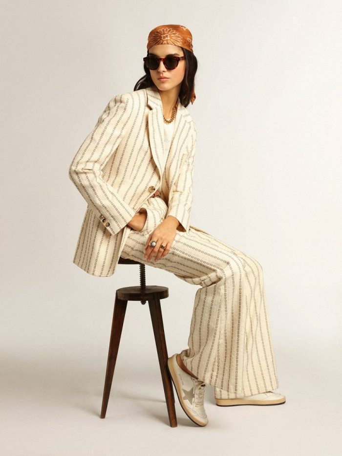 Women Ball Star Sabots In Nappa Leather With Ice-Gray Suede Star Ball Star Golden Goose