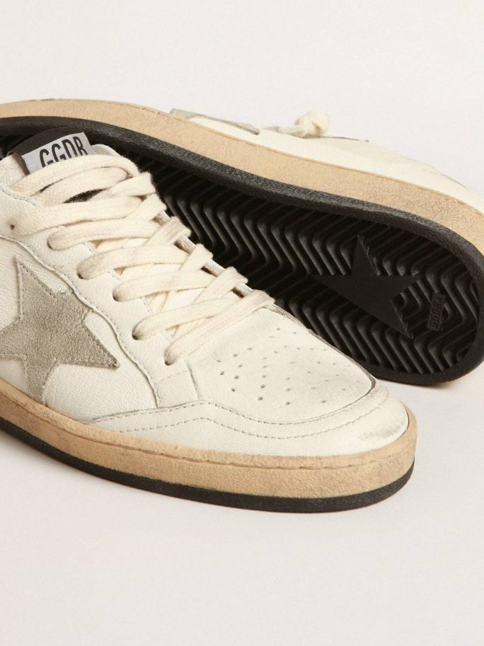 Women Ball Star Sabots In Nappa Leather With Ice-Gray Suede Star Ball Star Golden Goose