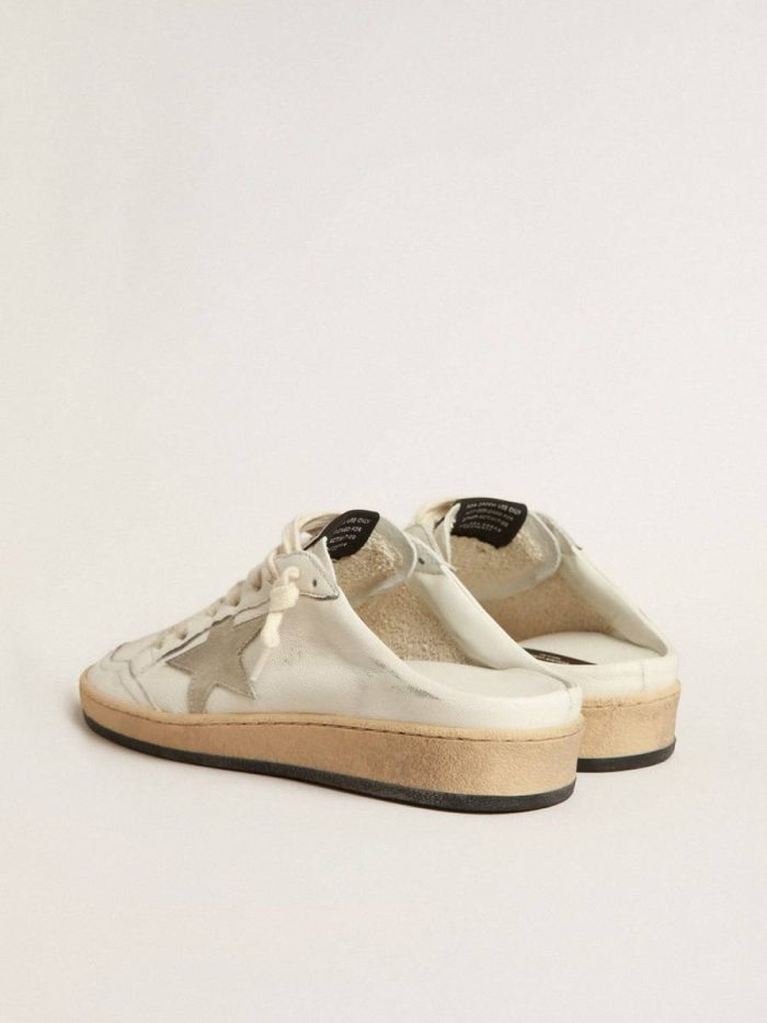 Women Ball Star Sabots In Nappa Leather With Ice-Gray Suede Star Ball Star Golden Goose