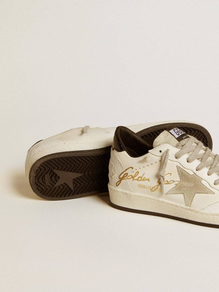 Women Ball Star Women’s Ball Star Ltd With Suede Star And Textured Leather Heel Tab Golden Goose White