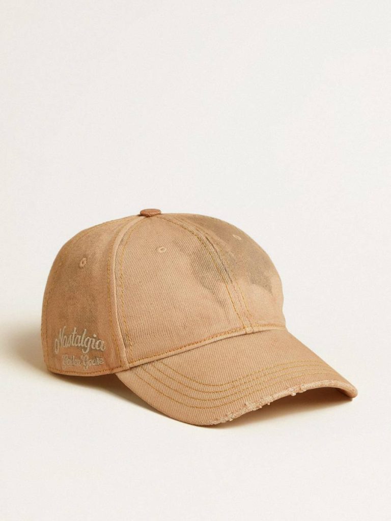 Women Beige Baseball Cap With A Lived-In Finish Hats Beige Golden Goose