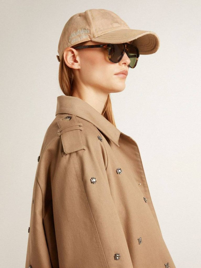 Women Beige Baseball Cap With A Lived-In Finish Hats Beige Golden Goose