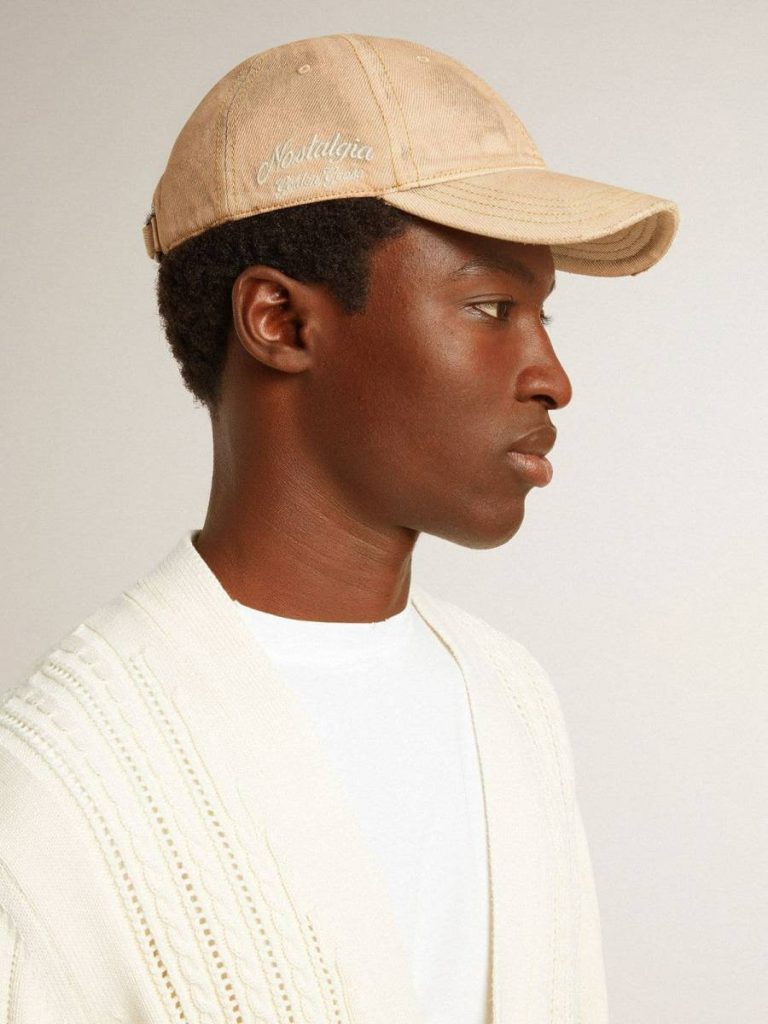 Women Beige Baseball Cap With A Lived-In Finish Hats Beige Golden Goose