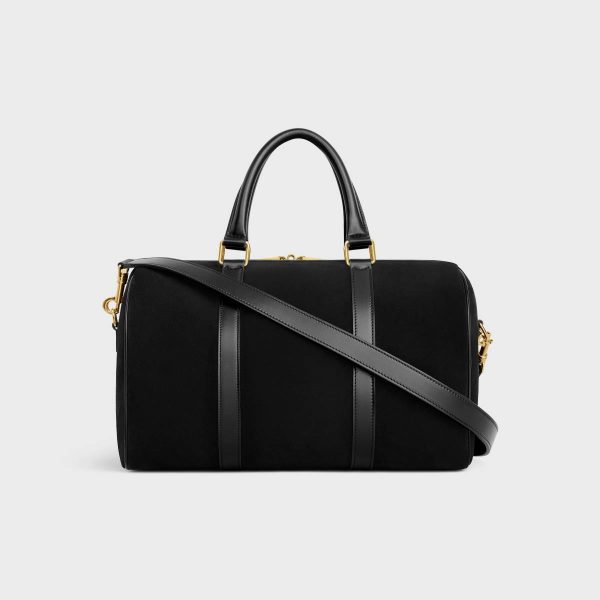 Women Black Celine Top-Handle Bags Boston In Suede Calfskin