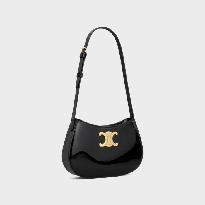 Women Black Shoulder Bags Celine Medium Tilly Bag In Patent Calfskin