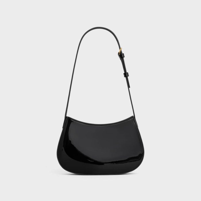Women Black Shoulder Bags Celine Medium Tilly Bag In Patent Calfskin