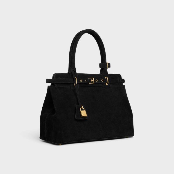 Women Black Top-Handle Bags Celine Conti Bag In Suede Calfskin