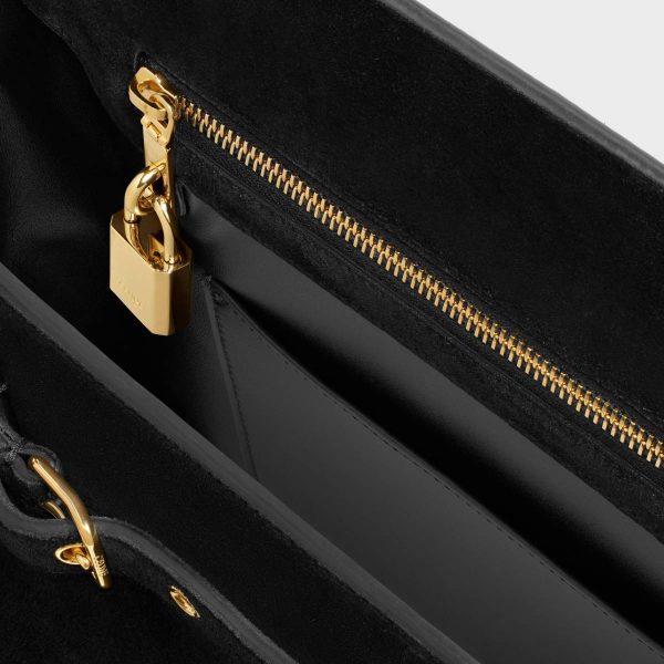 Women Black Top-Handle Bags Celine Conti Bag In Suede Calfskin