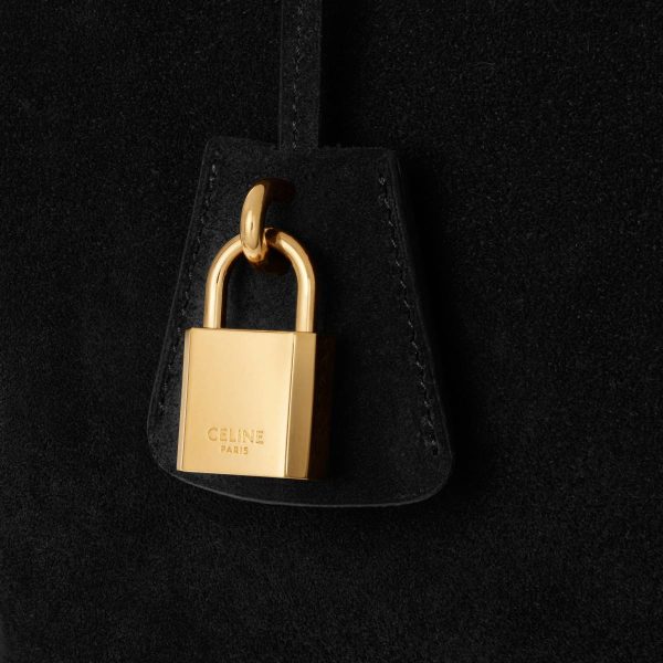 Women Black Top-Handle Bags Celine Conti Bag In Suede Calfskin