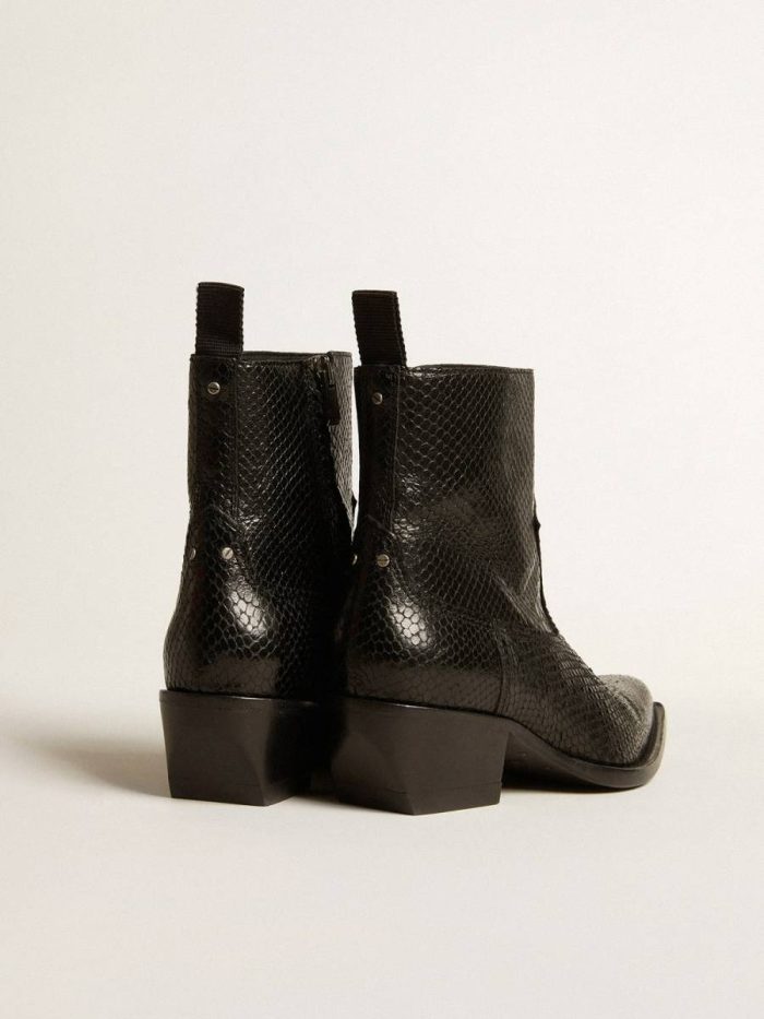 Women Boots Low Debbie Boots In Black Snake-Print Leather Golden Goose Black