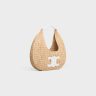 Women Celine Classic Panier Hobo Bag In Raffia And Calfskin White Shoulder Bags