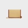 Women Celine Margo Natural / Tan Wallet On Chain Margo In Raffia Effect Textile And Calfskin