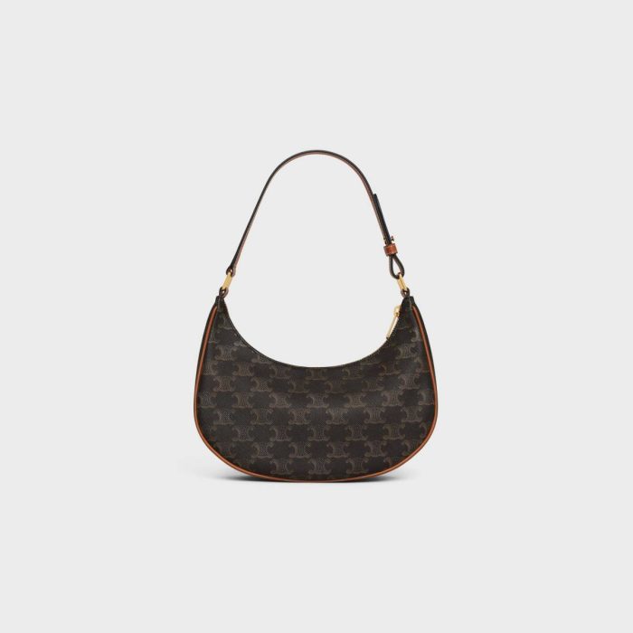 Women Celine Tan Shoulder Bags Ava Bag In Triomphe Canvas And Calfskin