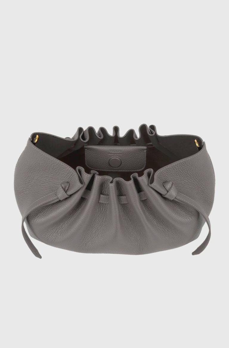 Women Clutches Scallop Clutch - Zinc Pebble Grained Leather Zinc Yuzefi
