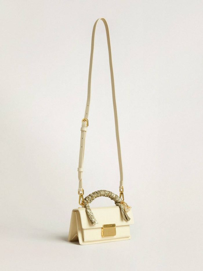 Women Crossbody Bags Golden Goose Butter Small Venezia Bag In Butter-Colored Boarded Leather With Braided Scarf And Double Charm