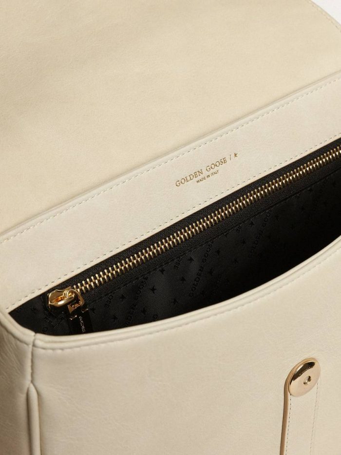 Women Crossbody Bags Golden Goose Medium Sally Bag In Porcelain Leather With Buckle And Contrasting Shoulder Strap Porcelain