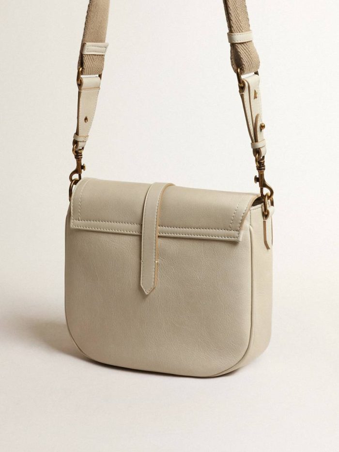 Women Crossbody Bags Golden Goose Medium Sally Bag In Porcelain Leather With Buckle And Contrasting Shoulder Strap Porcelain