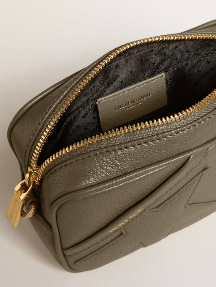 Women Crossbody Bags Golden Goose Mini Star Bag In Sage-Green Leather With Tone-On-Tone Star Sage Green