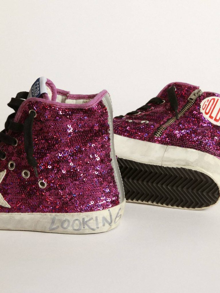 Women Francy Francy Sneakers With Sequins And Handwritten Lettering On The Outsole Golden Goose