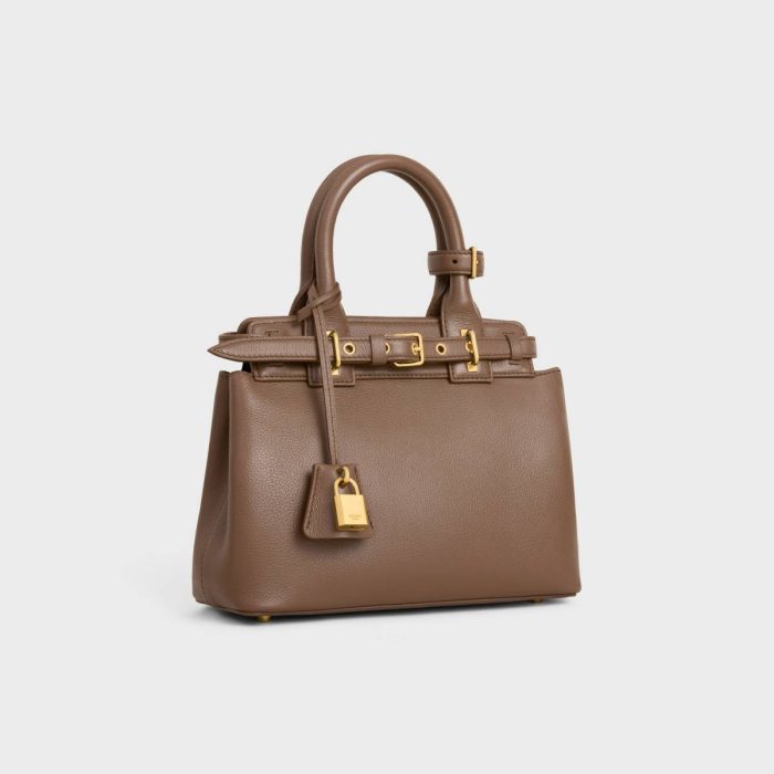 Women Glazed Brown Teen Celine Conti Bag In Supple Grained Calfskin Top-Handle Bags