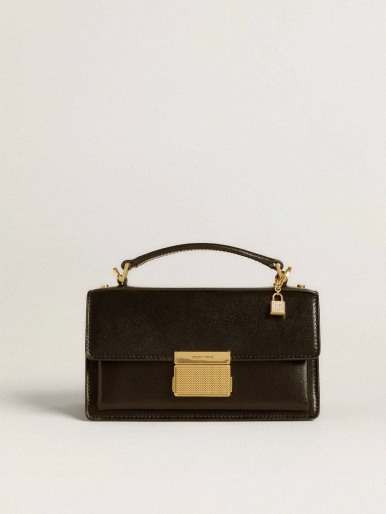 Women Gold Bag Accessories Golden Goose Lock-Shaped Charm In Gold-Colored Brass With Crystals