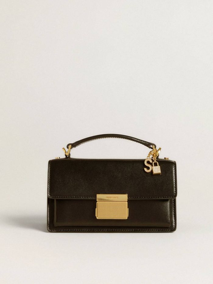 Women Gold Bag Accessories Golden Goose Lock-Shaped Charm In Gold-Colored Brass With Crystals