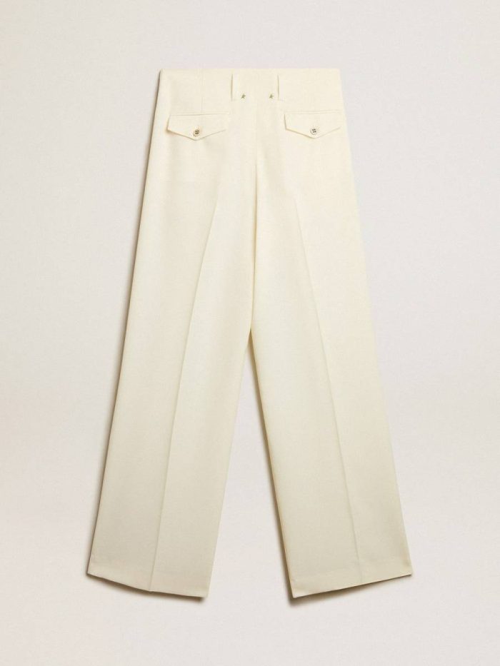 Women Golden Goose Aged White Jeans & Pants Women's Joggers In Aged White Wool Blend
