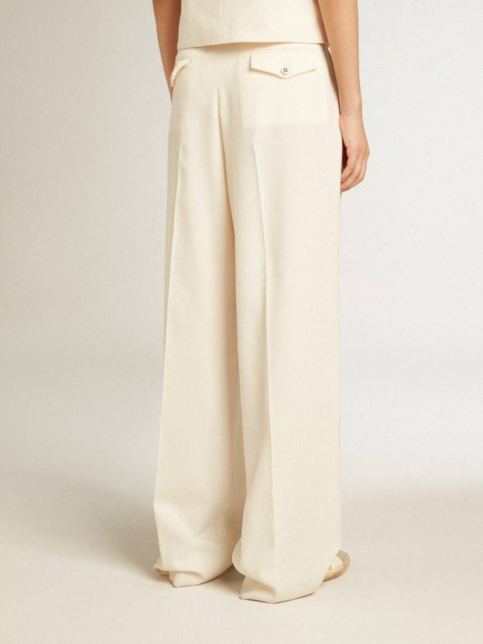 Women Golden Goose Aged White Jeans & Pants Women's Joggers In Aged White Wool Blend
