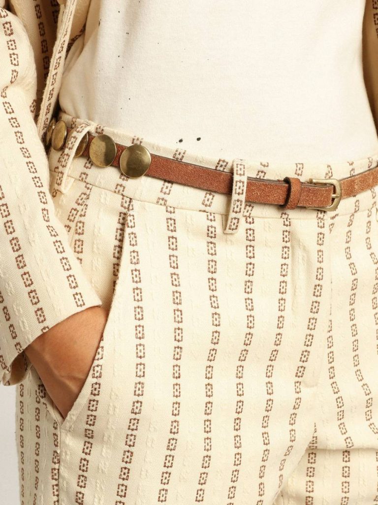Women Golden Goose Belts Aged Tan Trinidad Belt In Aged Tan-Colored Leather With Golden Maxi Studs