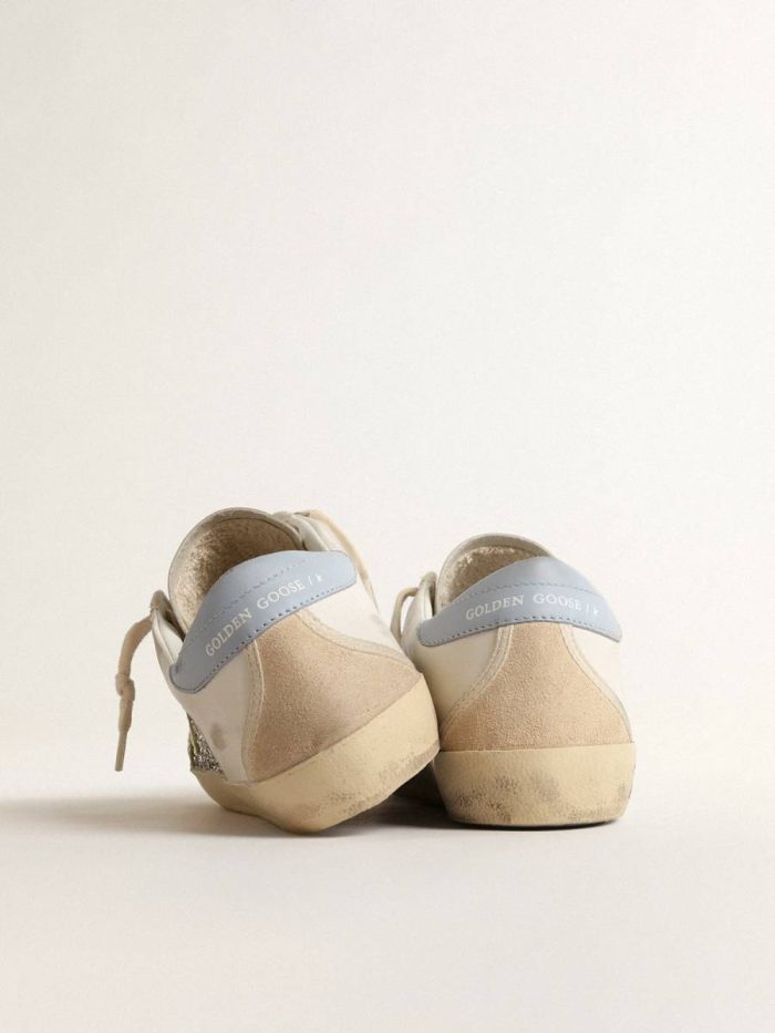 Women Golden Goose Bio-Based Super-Star With Silver Glitter And Yellow Leather Star Super-Star