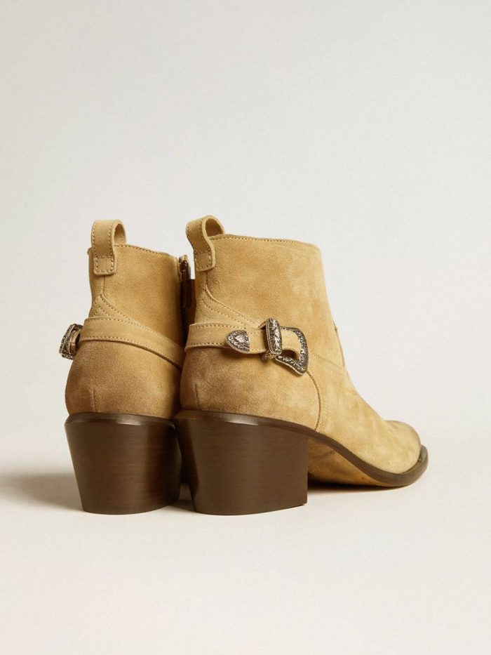 Women Golden Goose Boots Patty Ankle Boots In Sand-Colored Waxed Suede