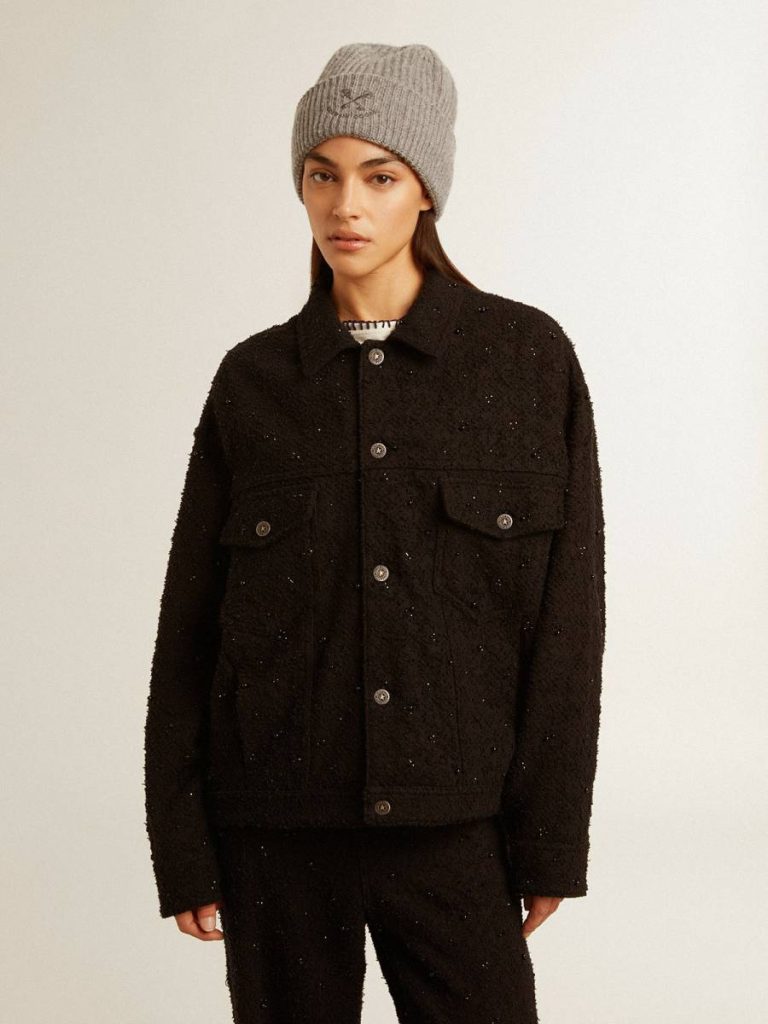 Women Golden Goose Coats & Jackets Black Women’s Black Denim Jacket With Embroidery
