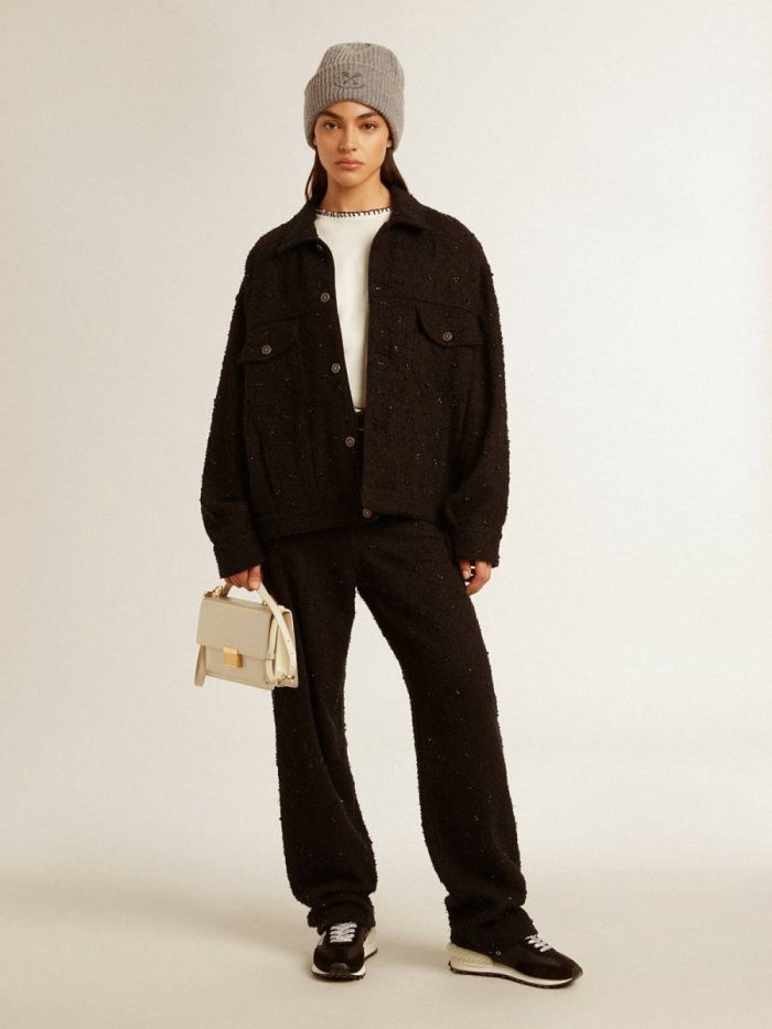 Women Golden Goose Coats & Jackets Black Women’s Black Denim Jacket With Embroidery