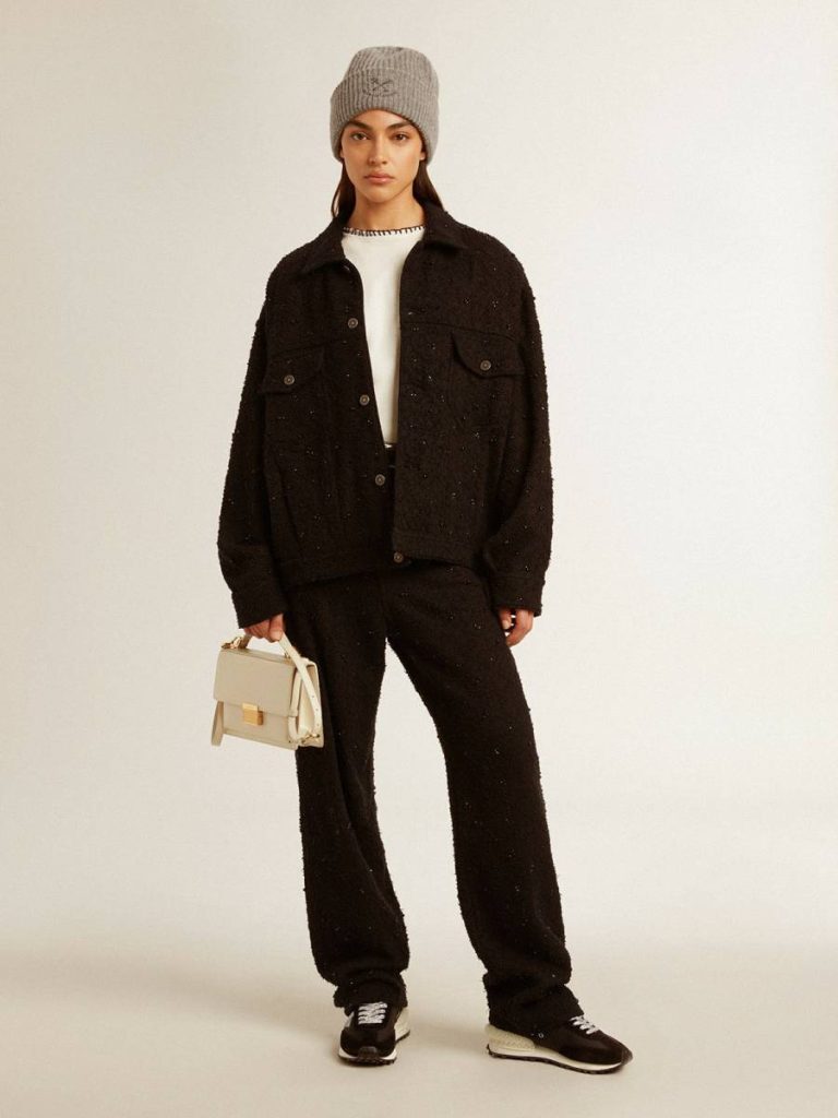 Women Golden Goose Coats & Jackets Black Women’s Black Denim Jacket With Embroidery