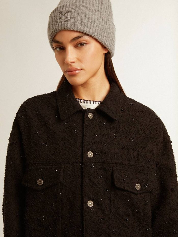 Women Golden Goose Coats & Jackets Black Women’s Black Denim Jacket With Embroidery