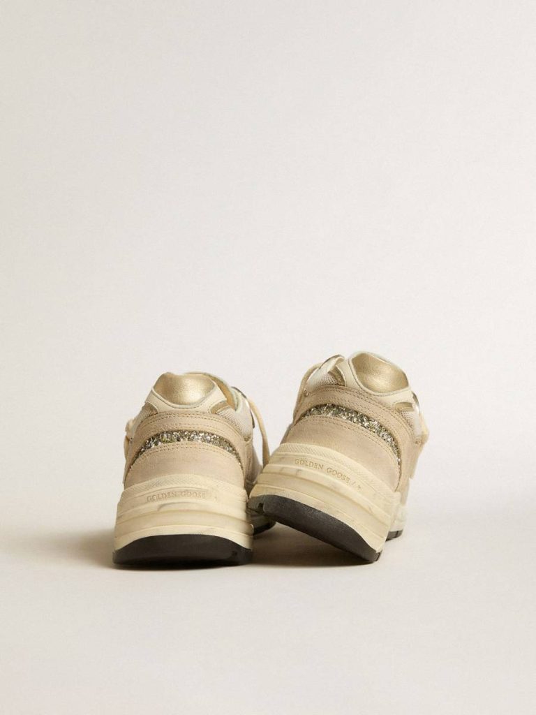 Women Golden Goose Dad-Star In Pearl Mesh And Suede With Platinum Leather Star And Heel Tab Dad-Star