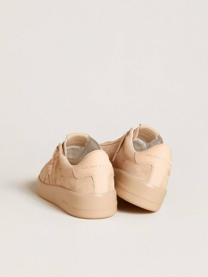 Women Golden Goose Purestar In Suede With Suede Star And Light Pink Leather Heel Tab Purestar