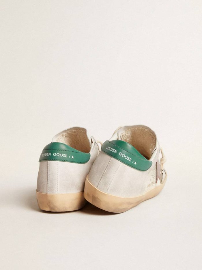 Women Golden Goose Super-Star Super-Star Ltd In Suede With Pink Leather Star And Green Heel Tab