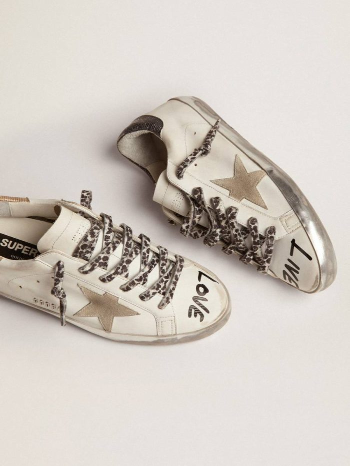 Women Golden Goose White Super-Star Women's Super-Star In White Leather With Gray Suede Star