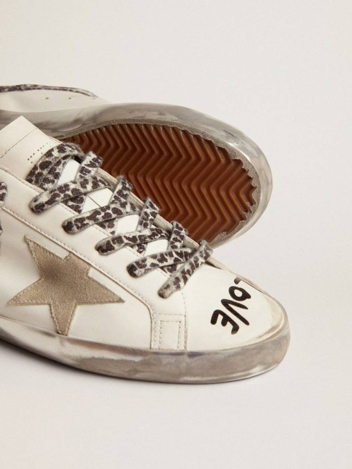 Women Golden Goose White Super-Star Women's Super-Star In White Leather With Gray Suede Star