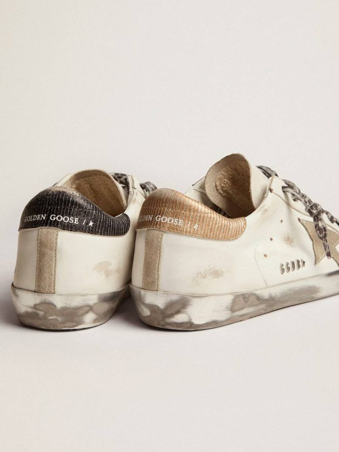 Women Golden Goose White Super-Star Women's Super-Star In White Leather With Gray Suede Star