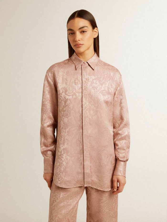 Women Golden Goose Women's Pink Viscose Shirt With Floral Pattern Shirts Pink