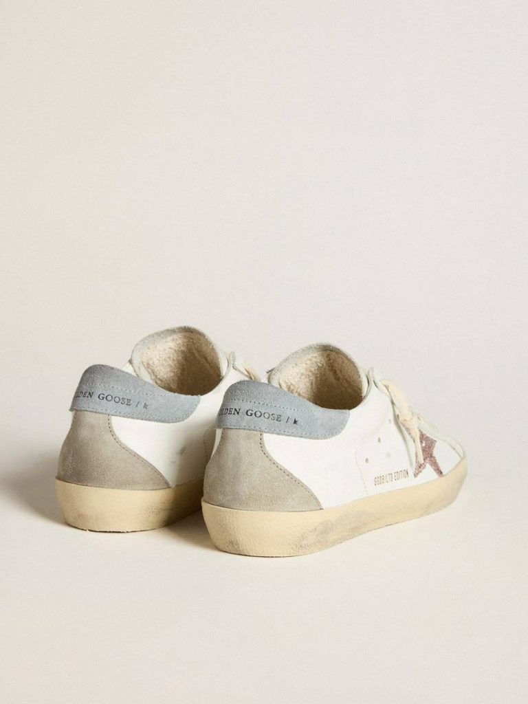 Women Golden Goose Women's Super-Star Ltd With Multicolor Glitter Star And Suede Heel Tab White Super-Star