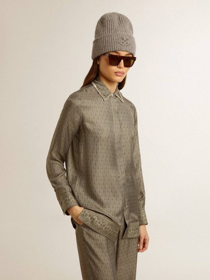 Women Green Golden Goose Women's Green Viscose-Blend Silk Shirt With Floral Pattern Shirts