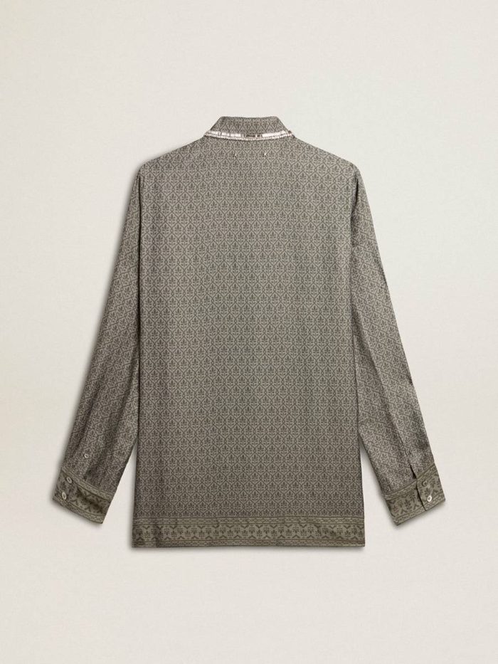 Women Green Golden Goose Women's Green Viscose-Blend Silk Shirt With Floral Pattern Shirts