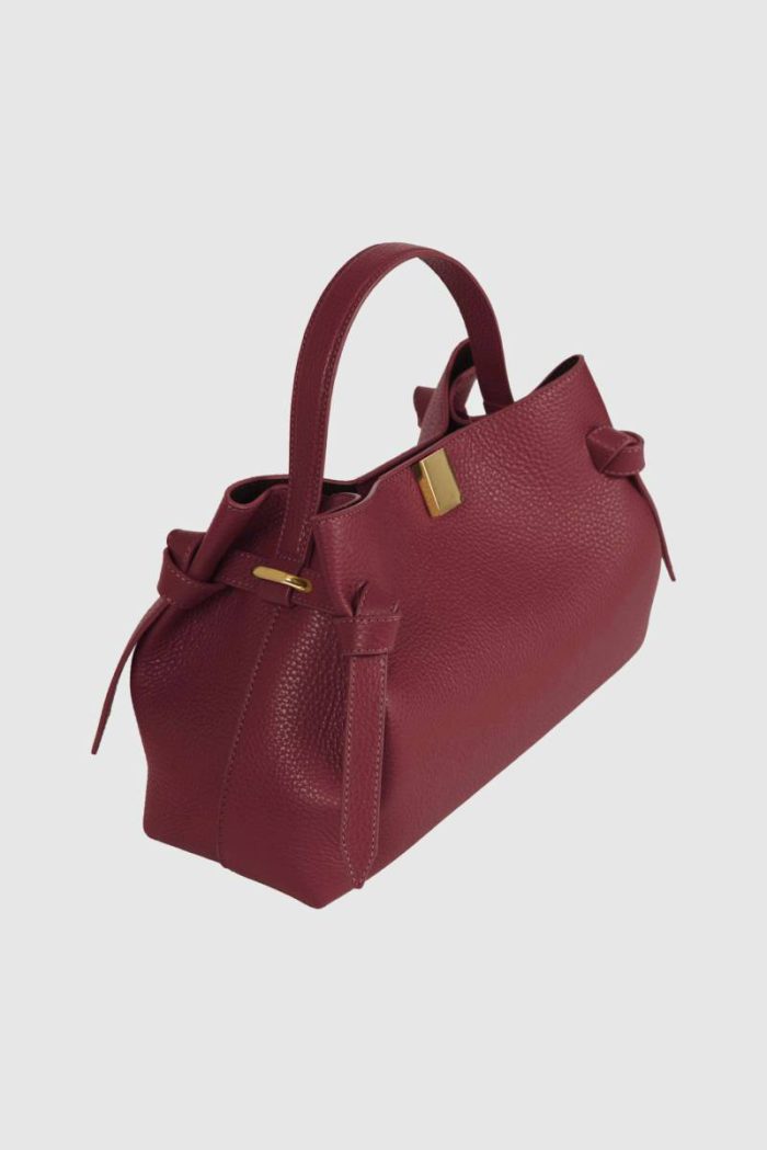 Women Gyoza - Cranberry Pebble Grained Leather Yuzefi Cranberry Crossbody Bags