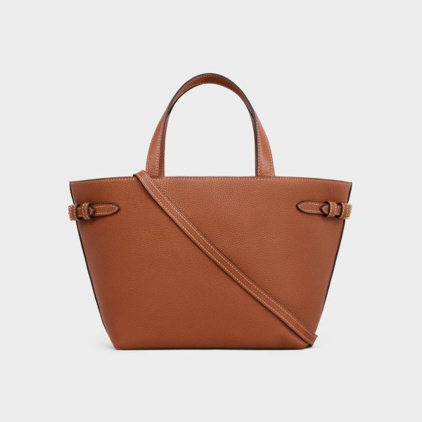 Women Hobo And Tote Bags Mini Cabas Anais Cuir Triomphe In Grained Calfskin Tan Celine