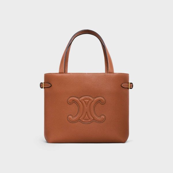 Women Hobo And Tote Bags Mini Cabas Anais Cuir Triomphe In Grained Calfskin Tan Celine