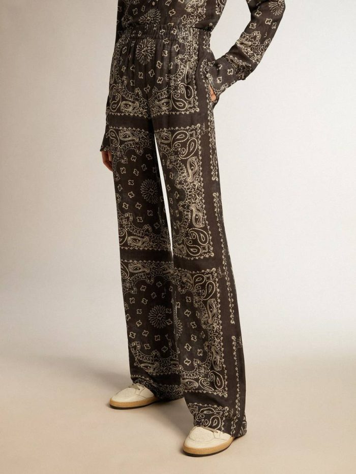 Women Jeans & Pants Golden Goose Anthracite-Gray Joggers With Paisley Print Anthracite Gray