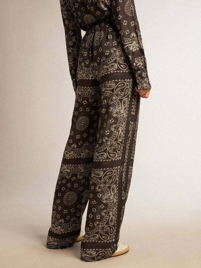 Women Jeans & Pants Golden Goose Anthracite-Gray Joggers With Paisley Print Anthracite Gray